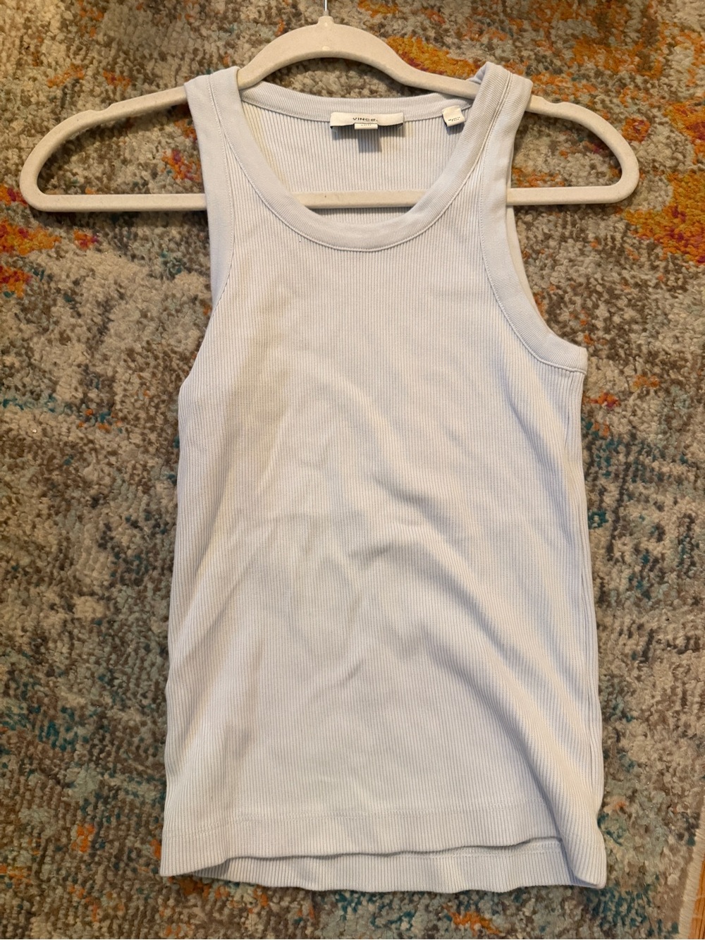 Vince Light Blue Ribbed Tank Top